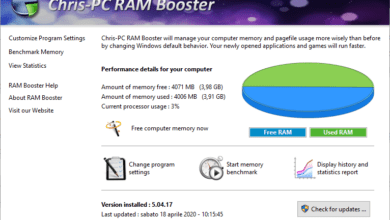 يراقب ويحسن استخدام ذاكرة RAM كامل Chris-PC RAM Booster 5.23.05