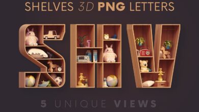 أرفف خزانة - حروف ثلاثية الأبعاد Cabinet Shelves - 3D Lettering