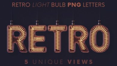 المصابيح الرجعية - حروف ثلاثية الأبعاد | Retro Light Bulbs - 3D Lettering