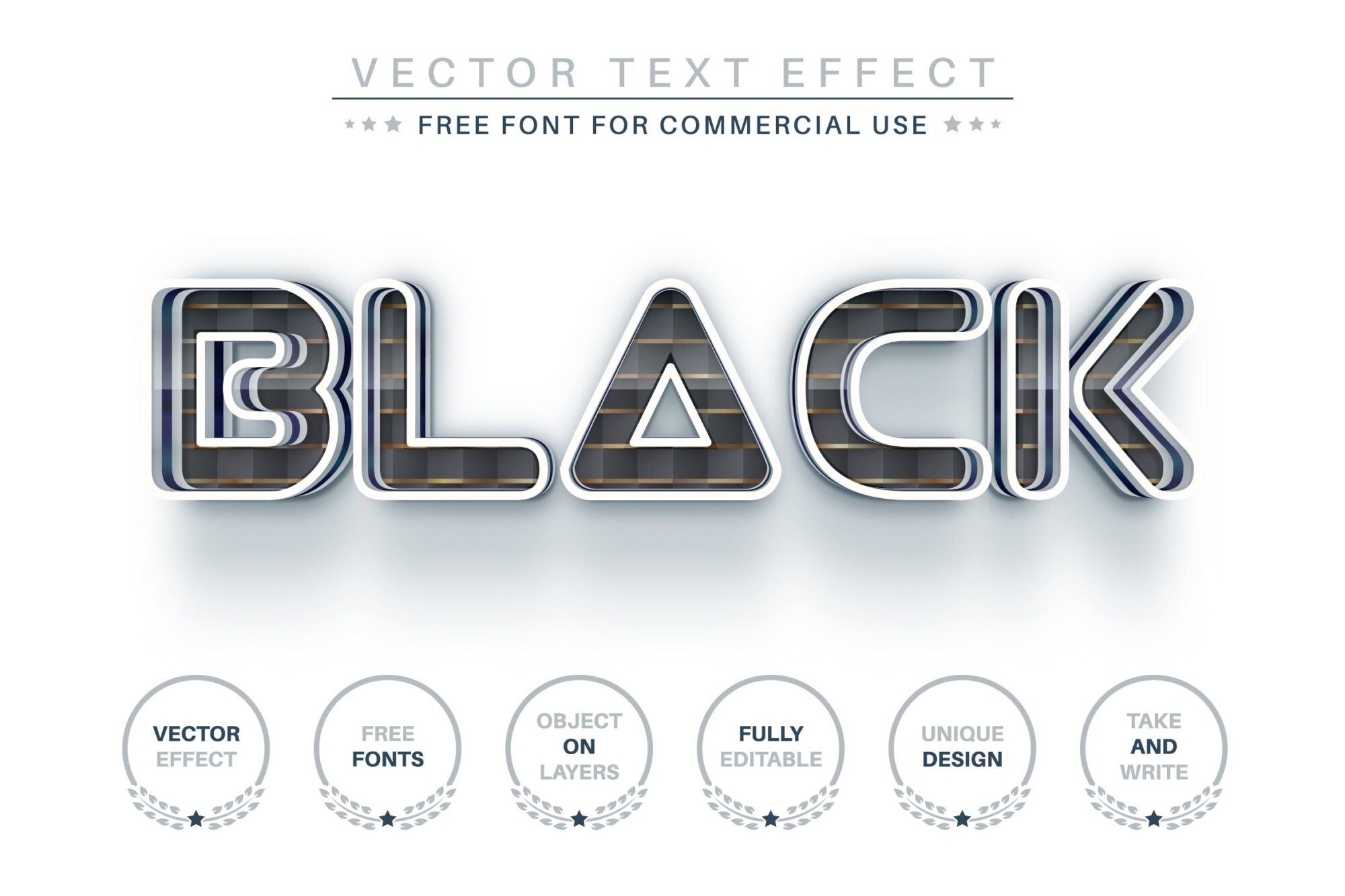 أسود أسود - تأثير نص قابل للتحرير
