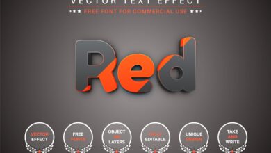 مزدوج أحمر - تأثير النص
