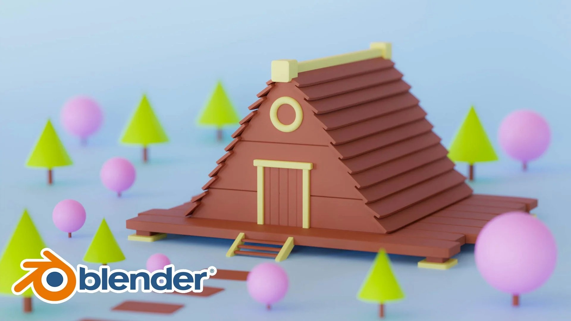 Blender 3D Easy Cartoon Wood Home Scene