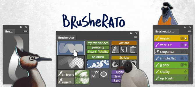 Brusherator for Photoshop CC and above! Brushes! On the Panel!