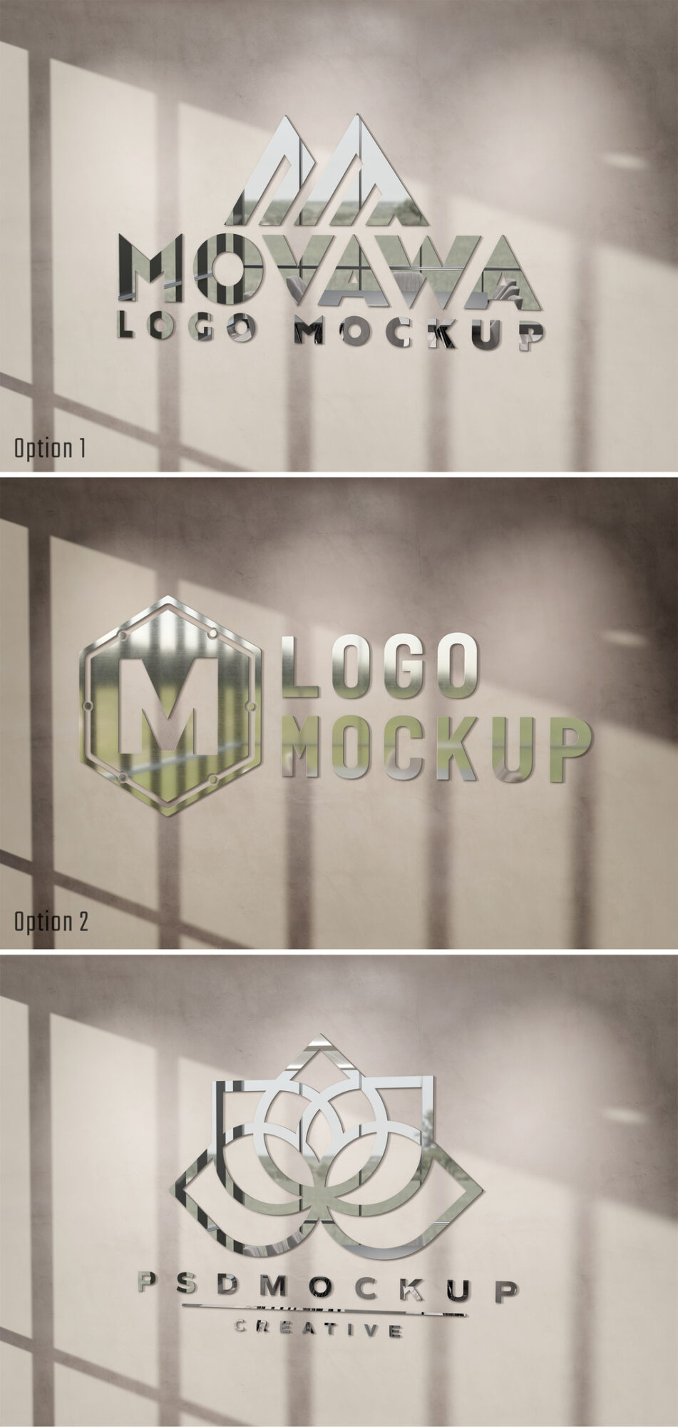 Logo Mockup with 3D Glossy Effect on Sunlit Wall 470949011
