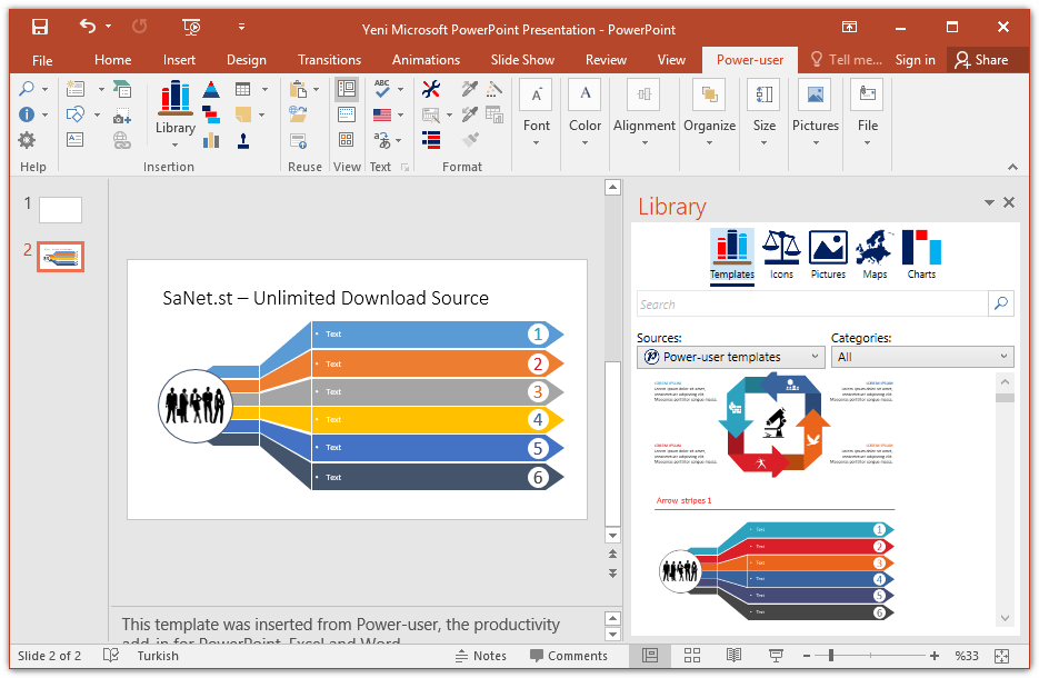 Power-user Premium 1.6.1259 أدوات ذكية لبرنامج PowerPoint و Excel و Word – قوالب ورموز ومخططات وخرائط والمزيد