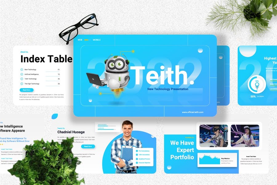 Teith - Technology Powerpoint, Keynote and Google Slides Presentation Templates قوالب بوربوينت+ كي نوت مدفوعة