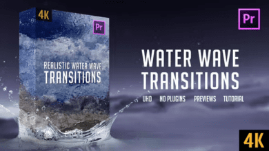 Videohive - Realistic Water Wave Transitions | 4K - 25479030 الحزمة كاملة للبريمير انتقالات واقعية لموجة المياه