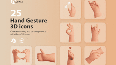 أيقونات 3D لفتة اليد || Cubicle - Hand Gesture 3D Icons