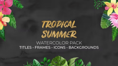 Videohive - Tropical Summer. Watercolor Pack - 36049583