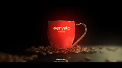 شعار نموذج فنجان قهوة ثلاثي الأبعاد