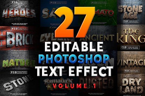 Realistic Text Effect Bundle Vol.1 27 Premium Graphics