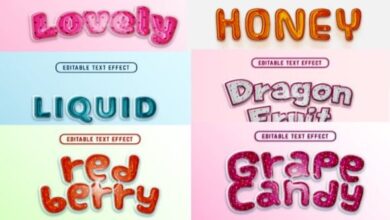 Set of Glass Eps Text Effect