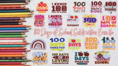 حزمة المدرسة كاملة 100 Days of School Sublimation Bundle
