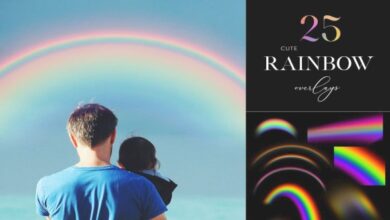 25 Realistic Rainbow Overlays, Rainbow Photo Effects - 1893769