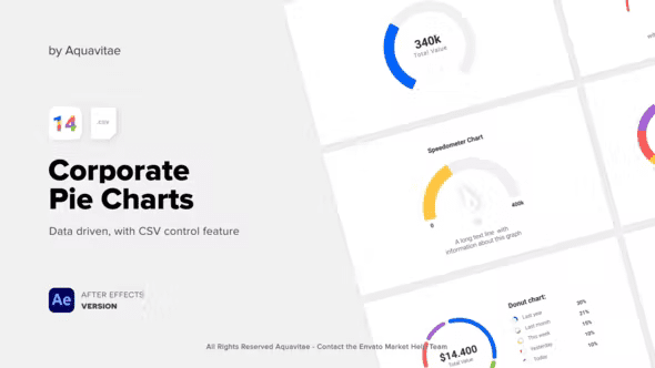 CSV Driven Corporate Pie Charts Preview Image AE