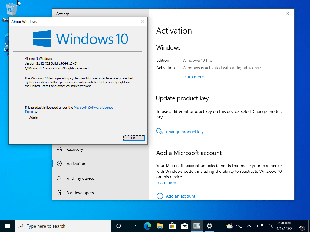 ويندز 10 برو مع الاوفيس 2021 مفعل ومحدث ومع العربية Windows 10 Pro 21H2 Build 19044.1645 With Office 2021 Pro Plus Preactivated Multilingual