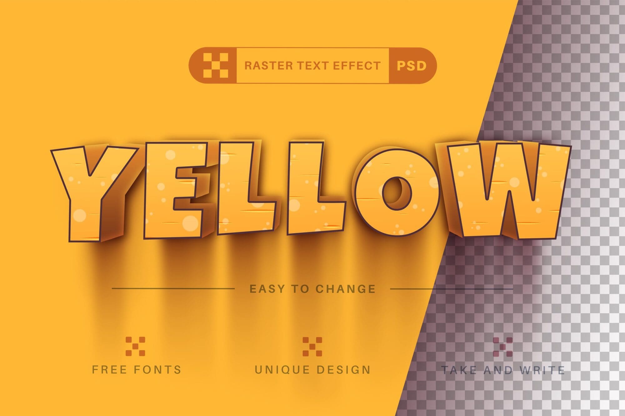 Yellow Long - Editable Text Effect - 7249964