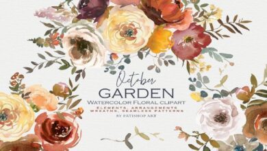 Autumn Fall Watercolor Floral Clipart - 7178404