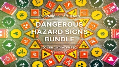حزمة إشارات الخطر والتحذيرات || Dangerous Hazard Signs Bundle - 6808884