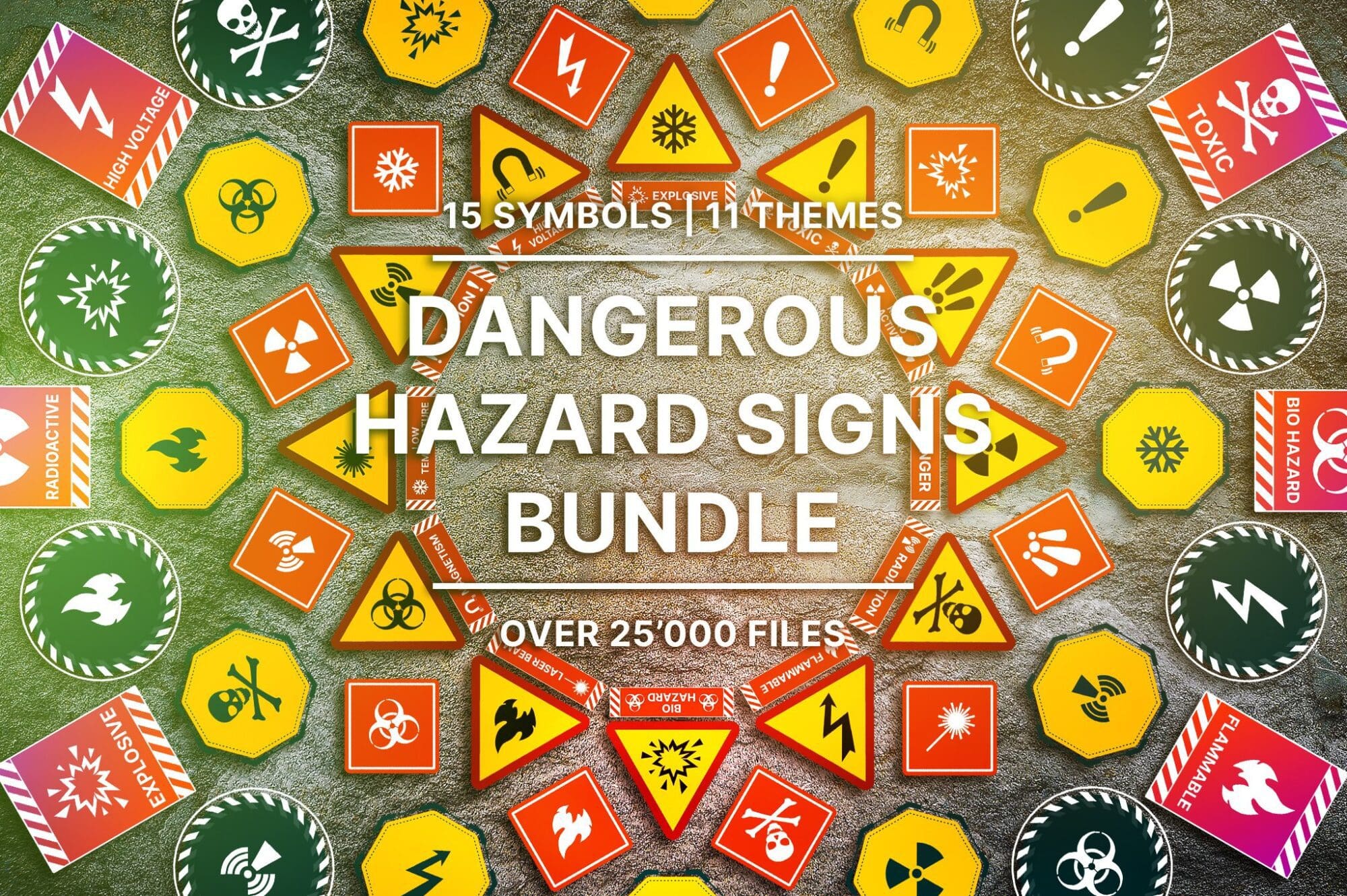 حزمة إشارات الخطر والتحذيرات || Dangerous Hazard Signs Bundle - 6808884