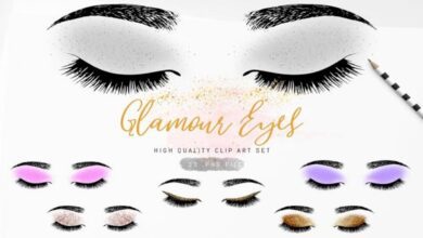 Glamour Eyes Clipart, Lash Clipart, Sparkle Eyelashes - 1924567