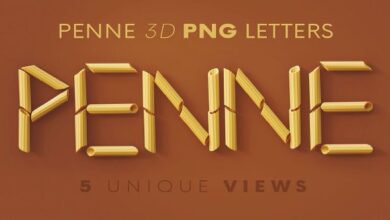 معكرونة باستا - حروف ثلاثية الأبعاد || Penne Pasta - 3D Lettering - 7198847