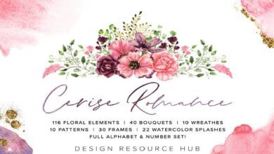 Watercolor Pack: Cerise Romance - 7187265