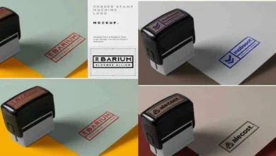 موك اب ختم طباعة الشعار Stamp Print Logo Mockup