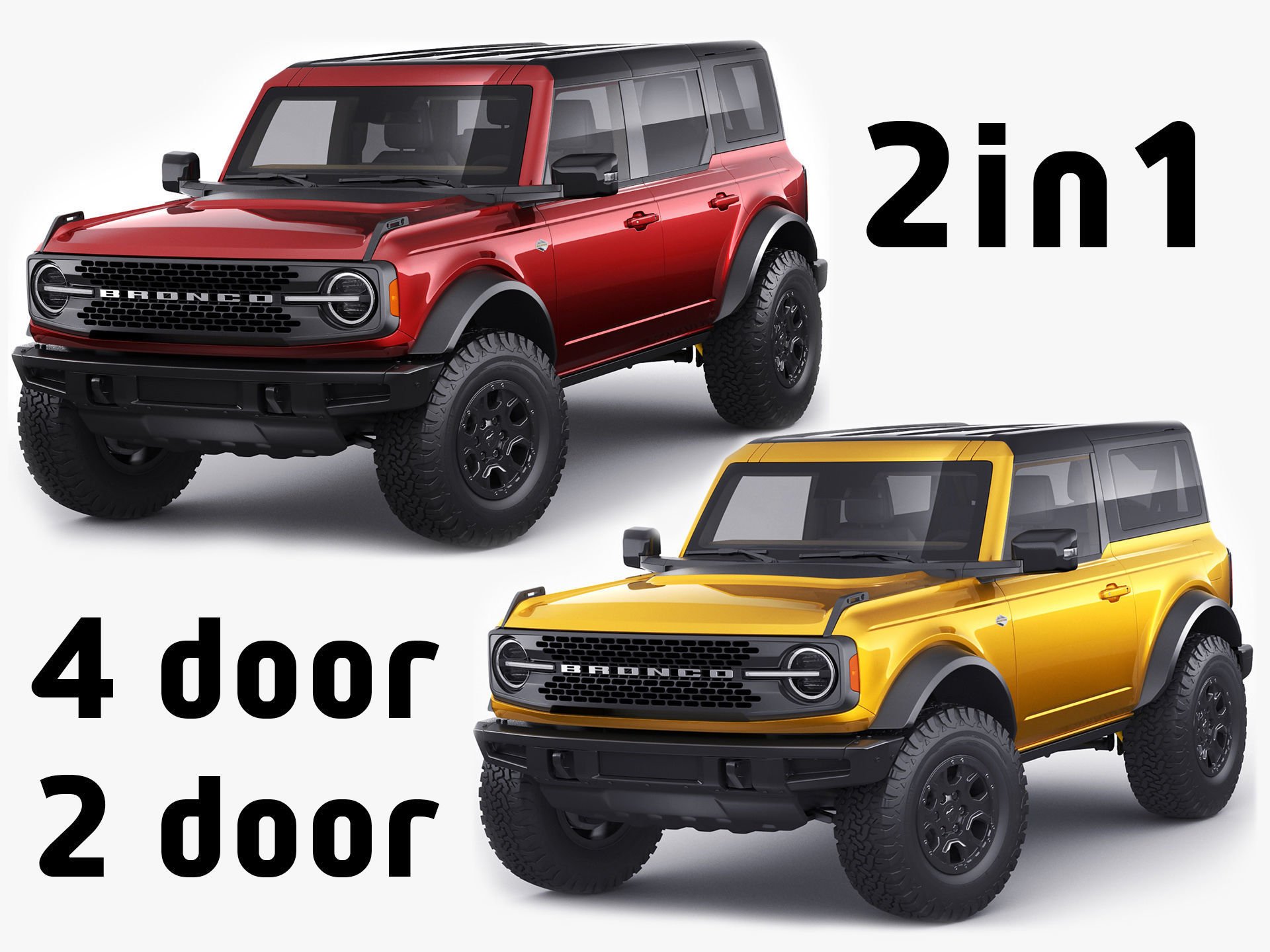 Ford Bronco 2021 4 door and 2 door 3D Model