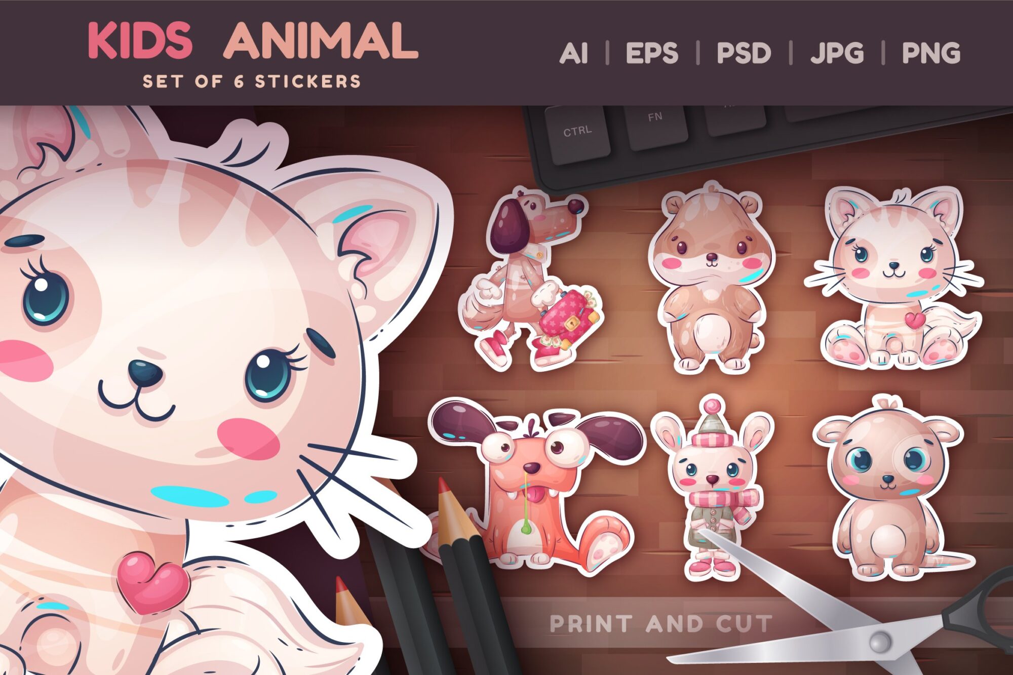 Kids Animal Sticker Bundle | Cartoon - 7328995