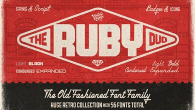 جميع الخطوط المدفوعة The Ruby Duo - 56 Fonts