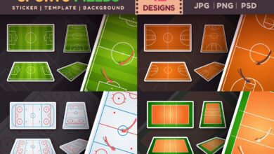 ملصقات رياضية وملاعب بصيغ PSD PNG EPS AI JPG