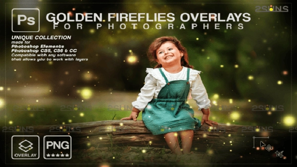 Gold Fireflies Photoshop overlay V1 - 7394452
