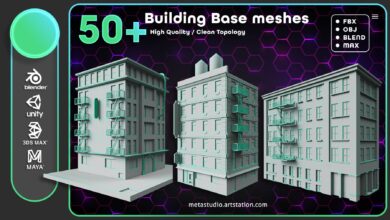 Artstation - 50 Building Base Mesh