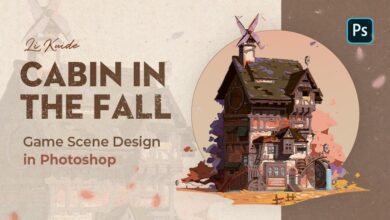 Wingfox - Game Scene Design in Photoshop - Cabin in the Fall with Li Kuide