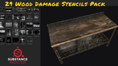 artstation - Alexander Sheynin - 29 Wood Damage Stencils Pack