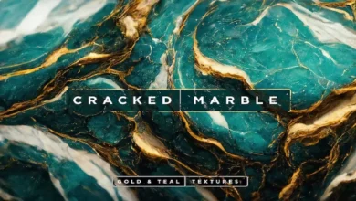 Gold & Teal Cracked Marble Textures 5XJLFMX