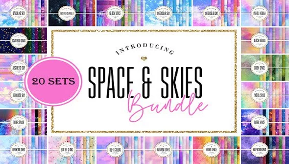 Space Skies Backgrounds Bundle 20 Premium Graphics