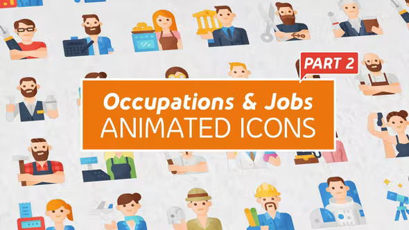 Videohive Occupations Jobs Icons Part 2 – Mogrt 40273010