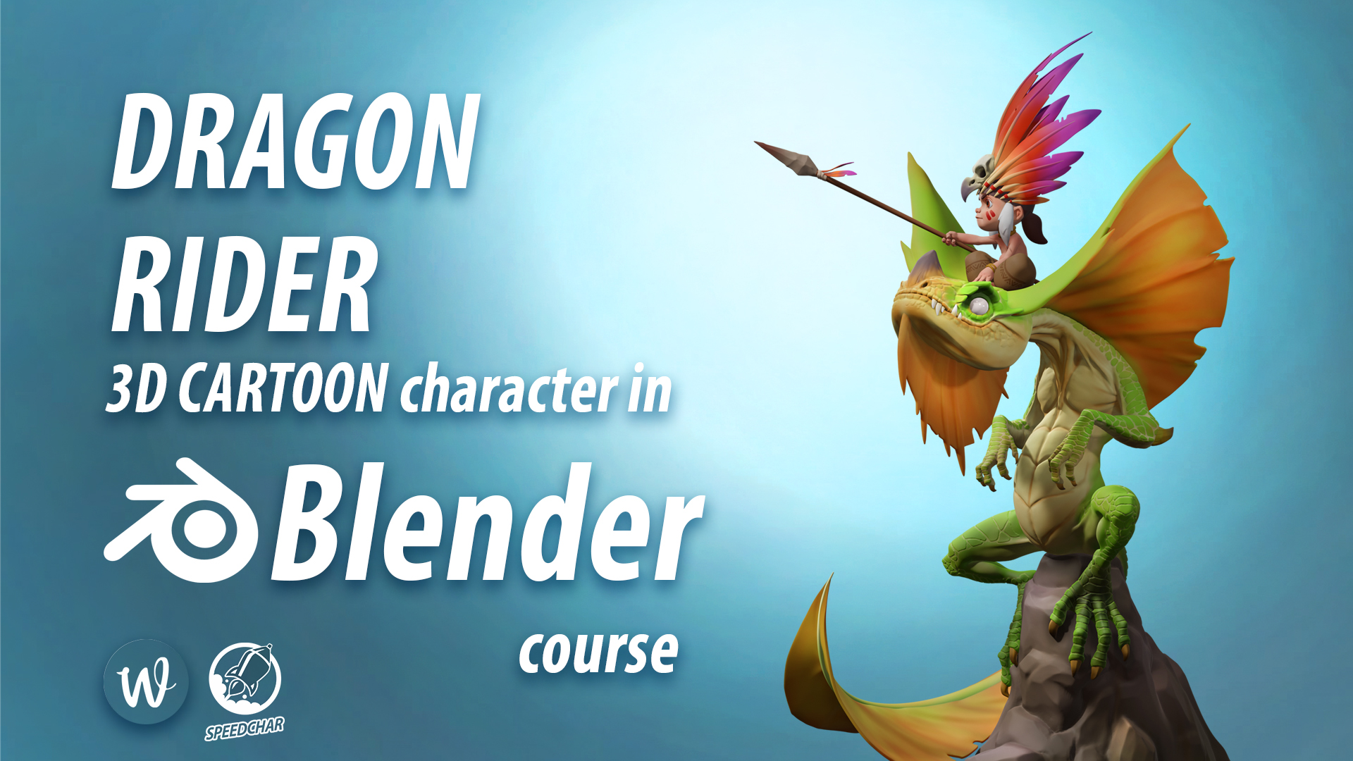 Winfox Dragon Rider 3D cartoon character in Blender course