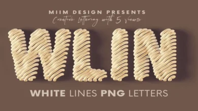 Creativemarket - White Lines - 3D Lettering 10301798