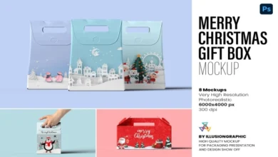 Creativemarket - Merry Christmas Gift Box Mockup 10313848