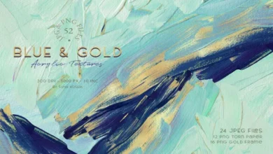 Turquoise & Gold Acrylic Backgrounds - 10262923