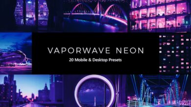 20 Vaporwave Neon Lightroom Presets & LUTs V72L6F7