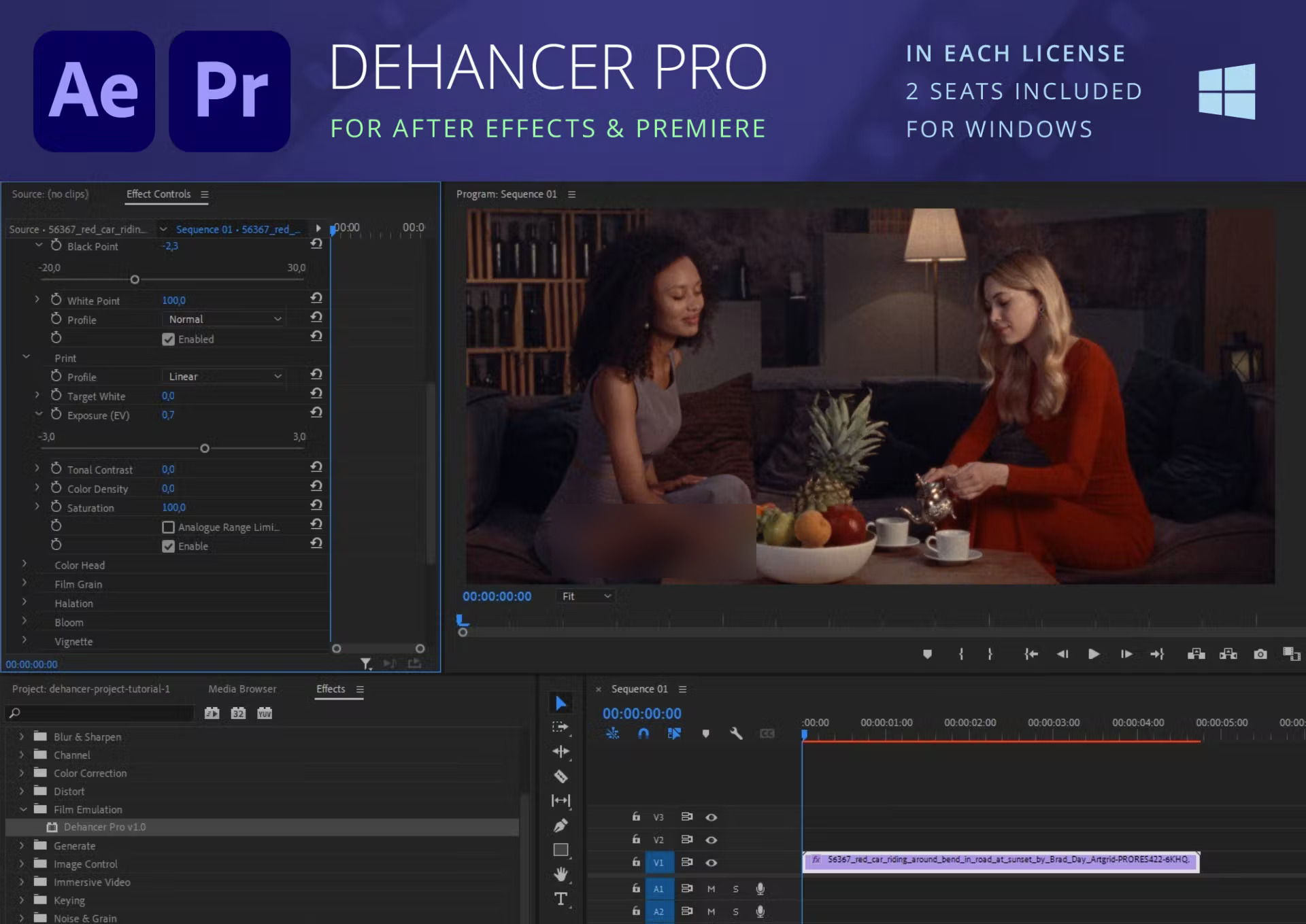 الملحق الجديد للبريمير والافترافكت حصريا Dehancer Film v1.0.0 (x64) for Adobe After Effects & Premiere