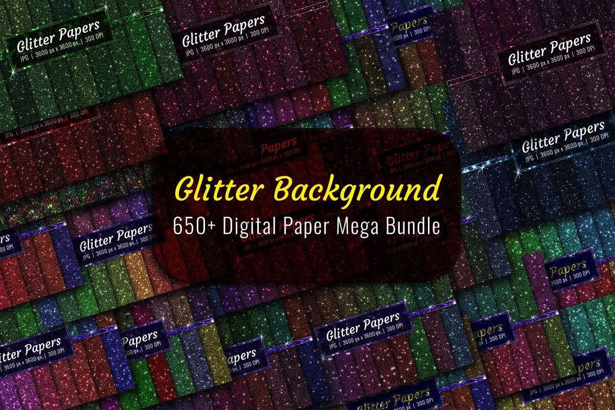 Glitter Digital Papers Mega Bundle 37 Premium Graphics