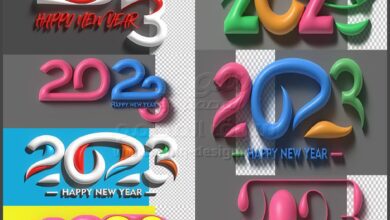 2023 happy new year 3d render text typography design banner poster 3d illustration