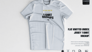 Flat Knotted Unisex Jersey Tshirt Mockup