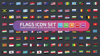 مجموعة أيقونات الأعلام || Flags Icon Set 54FHZ3D