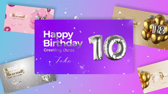 Videohive - Happy Birthday Greeting Cards - 40194402